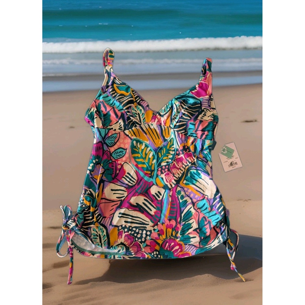 Sunsets Escape Women Cassie Tankini Swim Top Lush Garden 931T Multi Size 6 NEW
